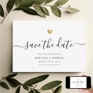 Moderne minimale kalligrafie Chic Gold Save The Date
