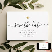 Moderne minimale kalligrafie Chic Gold Save The Date