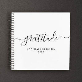Moderne minimale kalligrafie chique dankbaarheid J Notitieboek
