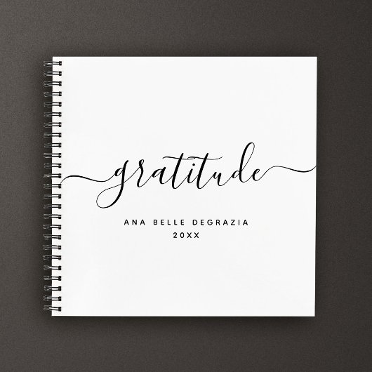 Moderne minimale kalligrafie chique dankbaarheid J Notitieboek