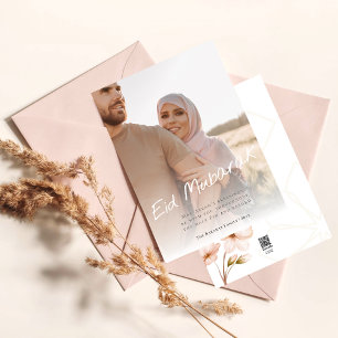 Moderne minimale kalligrafie Eid Mubarak Foto Feestdagenkaart