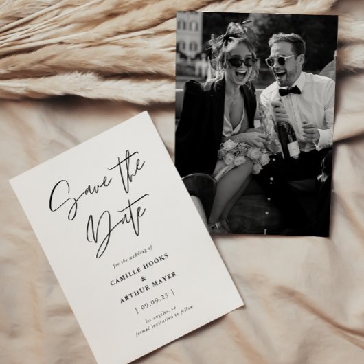 Moderne minimale kalligrafie foto save the date