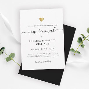 Moderne minimale kalligrafie Gold Heart Vow Renewa Kaart