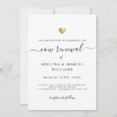 Moderne minimale kalligrafie Gold Heart Vow Renewa Kaart (Voorkant)