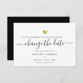 Moderne minimale kalligrafie Gold VERANDERING DATU Save The Date (Voorkant / Achterkant)