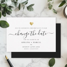 Moderne minimale kalligrafie Gold VERANDERING DATU Save The Date