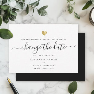 Moderne minimale kalligrafie Gold VERANDERING DATU Save The Date