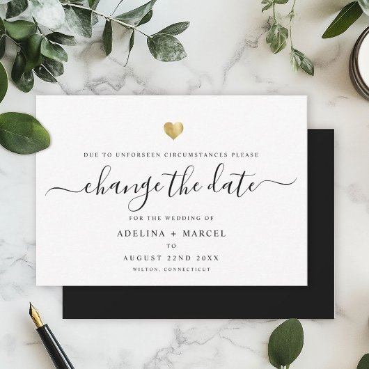 Moderne minimale kalligrafie Gold VERANDERING DATU Save The Date