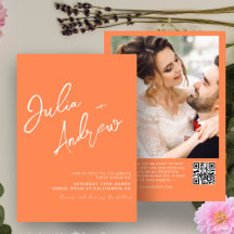 Moderne minimale kalligrafie QR-code foto bruiloft