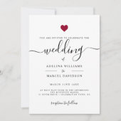 Moderne minimale kalligrafie Rood Heart Wedding Kaart (Voorkant)