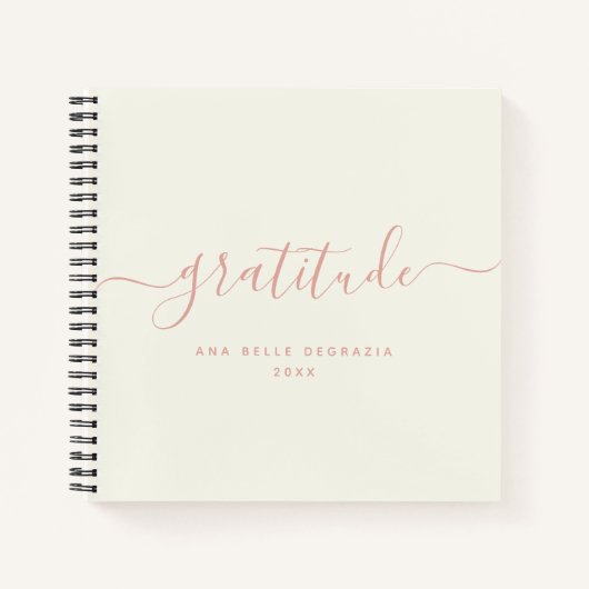 Moderne Minimale Kalligrafie Roze Dankbaarheid Dag Notitieboek (Voorkant)