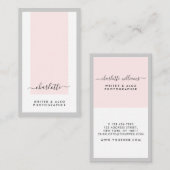 Moderne, minimale kalligrafie Roze en grijs Vertic Visitekaartje (Voorkant / Achterkant)