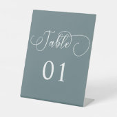 Moderne Minimale Kalligrafie Tafelnummers Reclamebord Met Voetstuk (Voorkant)