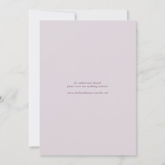 Moderne minimale kalligrafie Violet Lila bruiloft Save The Date (Achterkant)