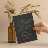 Moderne minimale kalligrafie Warm Black Wedding Save The Date