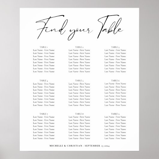 Moderne minimale kalligrafie-weduwenkaart poster (Voorkant)