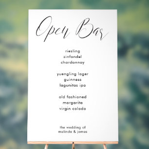 Moderne minimale kalligrafie witte bar menu bruilo acryl bord