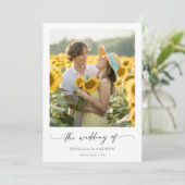 Moderne Minimale Kalligrafie Zonnebloem Fotobruilo Kaart (Staand voorkant)