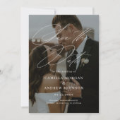 Moderne, minimale kalligrafieffoto bespaart de dat kaart (Voorkant)