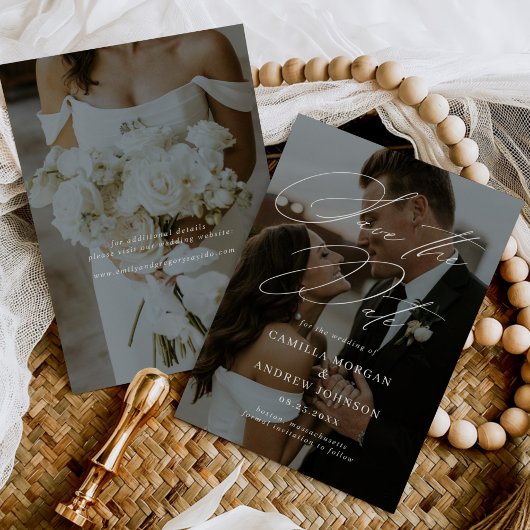 Moderne, minimale kalligrafieffoto bespaart de dat kaart