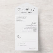 Moderne minimale kalligrafiescript bruiloft all in one uitnodiging (Binnen)
