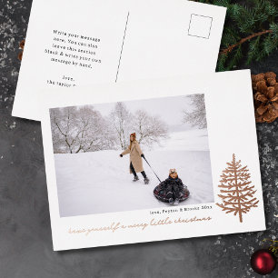 moderne minimale Kerst evergreen boom folie foto Feestdagen Briefkaart