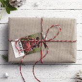 Moderne minimale kerst familie foto cadeaulabel