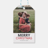 Moderne minimale kerst familie foto cadeaulabel (Voorkant)