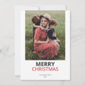 Moderne minimale kerst familie foto feestdagenkaart (Voorkant)