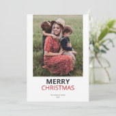 Moderne minimale kerst familie foto feestdagenkaart (Staand voorkant)