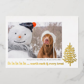 moderne minimale Kerst folie grappige hond huisdie Feestdagenkaart