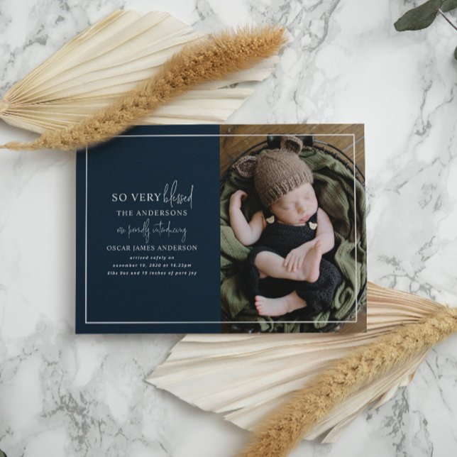 Moderne minimale kerst foto geboorteaankondiging (Creator heeft geüpload)