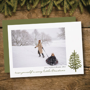 moderne minimale kerst groene boom foto feestdagenkaart