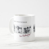 Moderne minimale kerst multi foto bordeaux koffiemok (Voorkant links)