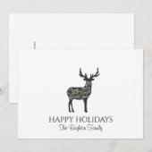 Moderne minimale kerst rendieren feestdagenkaart (Voorkant / Achterkant)
