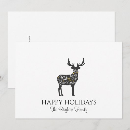 Moderne minimale kerst rendieren feestdagenkaart (Voorkant / Achterkant)