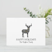 Moderne minimale kerst rendieren feestdagenkaart (Staand voorkant)