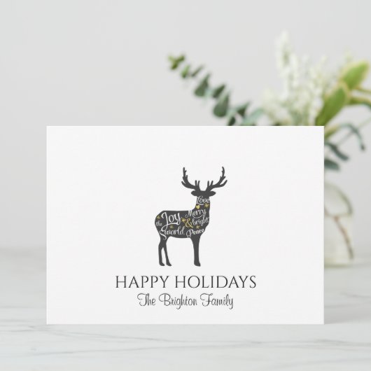 Moderne minimale kerst rendieren feestdagenkaart (Staand voorkant)