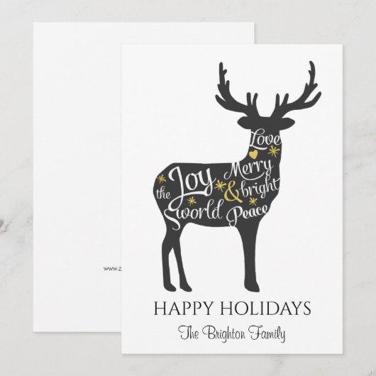 Moderne minimale kerst rendieren feestdagenkaart (Voorkant / Achterkant)