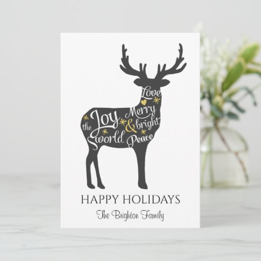 Moderne minimale kerst rendieren feestdagenkaart (Staand voorkant)