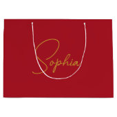 Moderne minimale kerst rode aangepaste naam cadeau groot cadeauzakje (Voorkant)