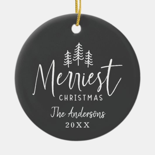 Moderne minimale kerst rustieke typografie Classic Keramisch Ornament (Voorkant)