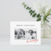 Moderne minimale kerst twee foto familie vakantie feestdagenkaart (Staand voorkant)