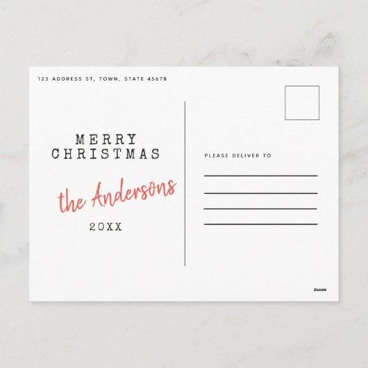 Moderne minimale kerst twee foto familie vakantie feestdagenkaart (Achterkant)