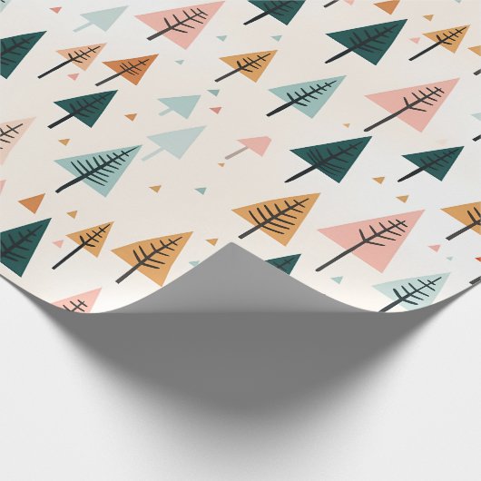 Moderne minimale kerstboom cadeaupapier (Hoek)