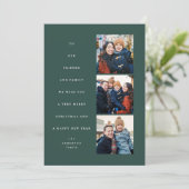 Moderne minimale kerstboom drie foto groen feestdagenkaart (Staand voorkant)