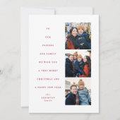 Moderne minimale kerstboom drie foto rood feestdagenkaart (Voorkant)