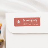 Moderne minimale kerstboom familienaam rood etiket