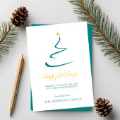 Moderne Minimale Kerstboom Gele Ster Eenvoudig Feestdagenkaart