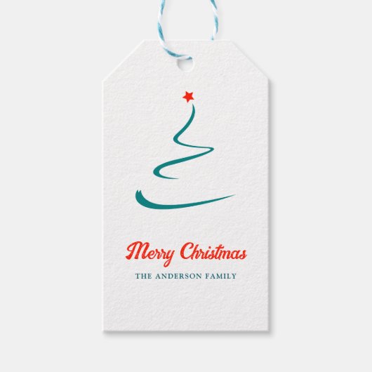 Moderne minimale kerstboom Vrolijk kerstfeest Cadeaulabel (Voorkant)